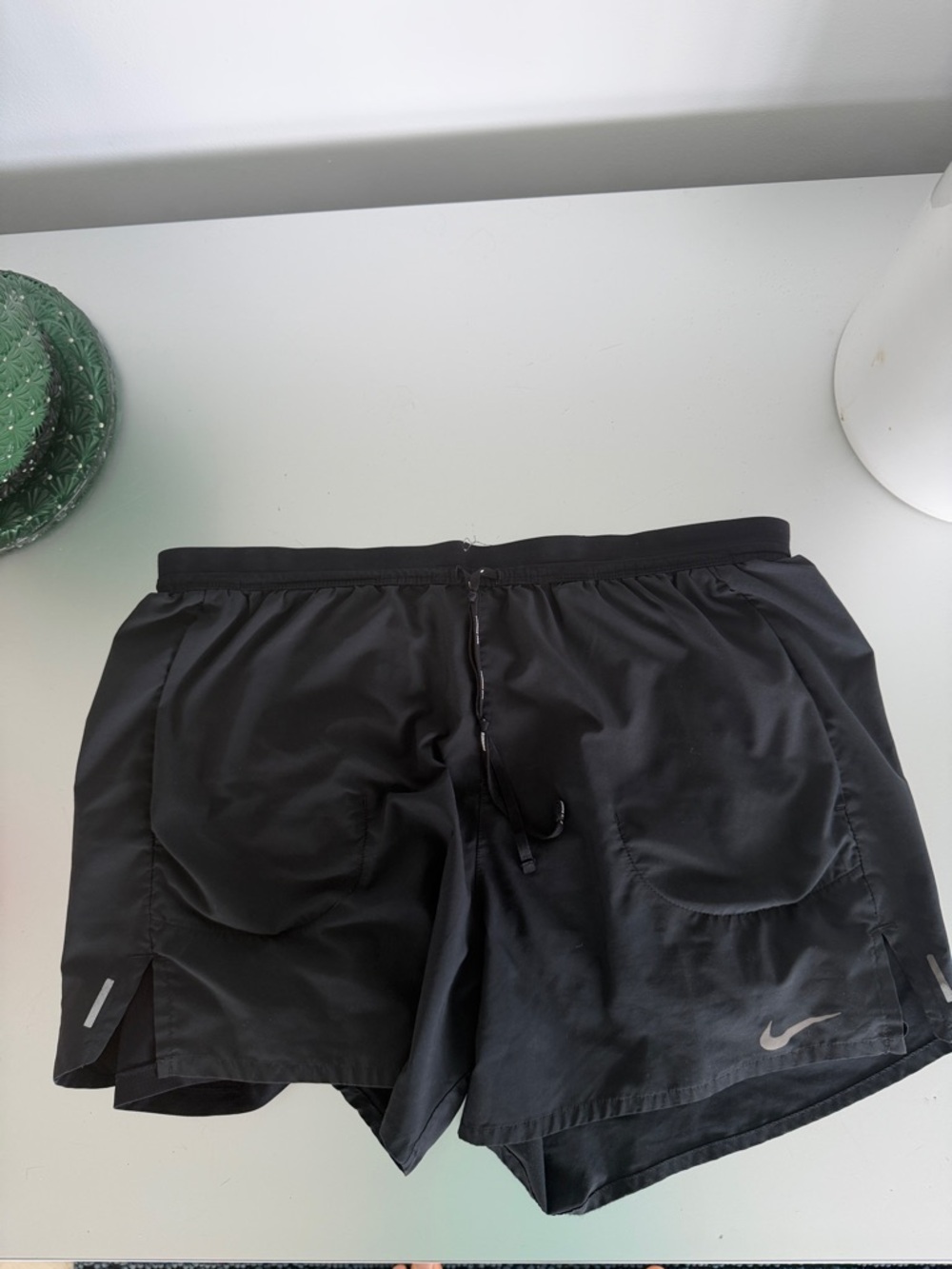 Nike Black Lightweight Running Shorts with Reflective Swoosh.  2 in 1 lined